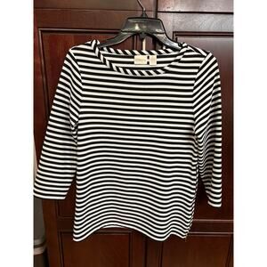 Chicos black and white striped shirt with side zipper